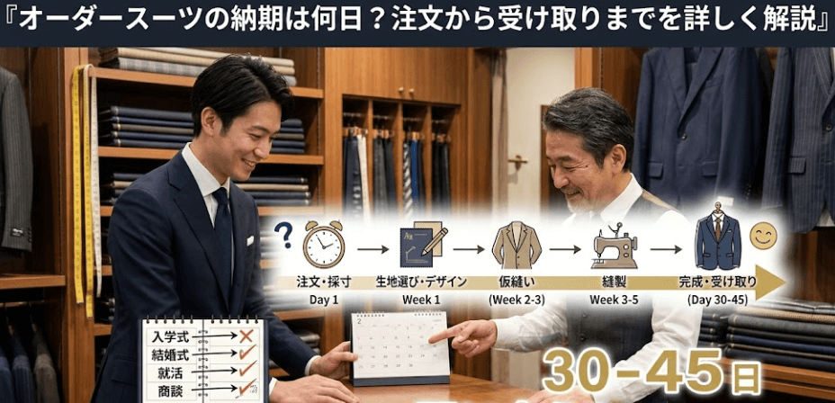 オーダースーツの納期は何日？注文から受け取りまでを詳しく解説
