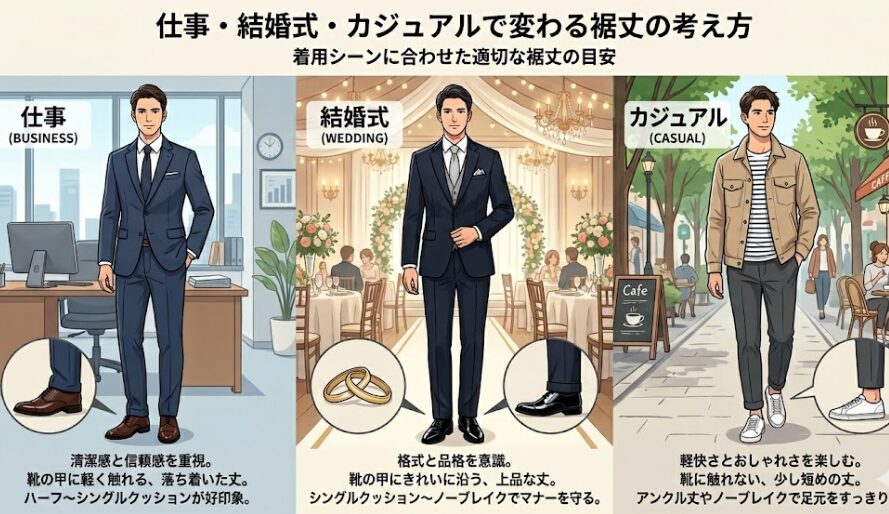 シーン別パンツ丈イメージ