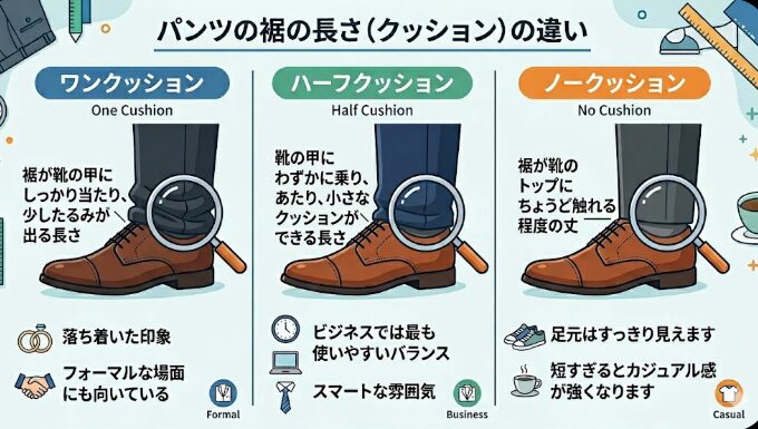 パンツの裾の長さの違い